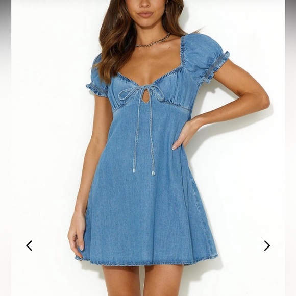 TOPERTH CHIC ELASTIC DETAIL DENIM MINI DRESS - Picture 3 of 7